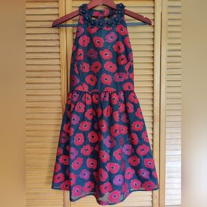 Kate Spade T-back Poppy Appliqué Jacquard Dress